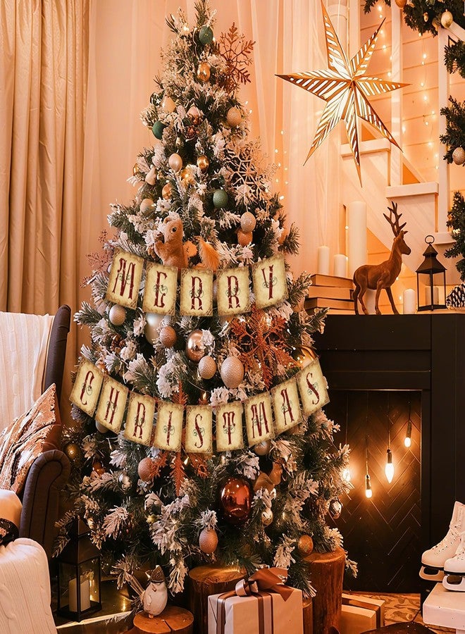 ORNALES Vintage "Merry Christmas" Banner Decoration, Classic Victorian Style Nostalgic Traditional Christmas Decoration, Suitable for Christmas Parties, Home Offices, Mantelpiece Decorations - Image 4